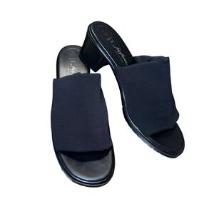 Fanfares Black Platform Slide Sandals 7.5 Ann Wide Strap Y2K Minimalist Comfort
